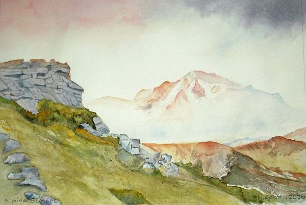 Alpine Sunset, painted 2020