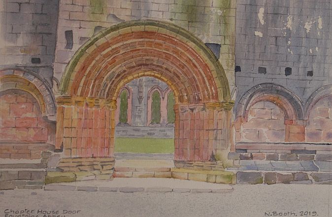 Chapter House Door Fountains Abbey, painted 2019
