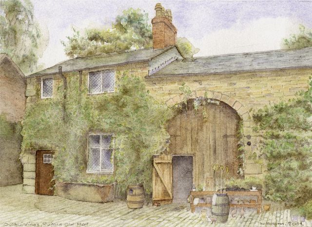 Outbuildings, Rufford Old Hall, painted 2011