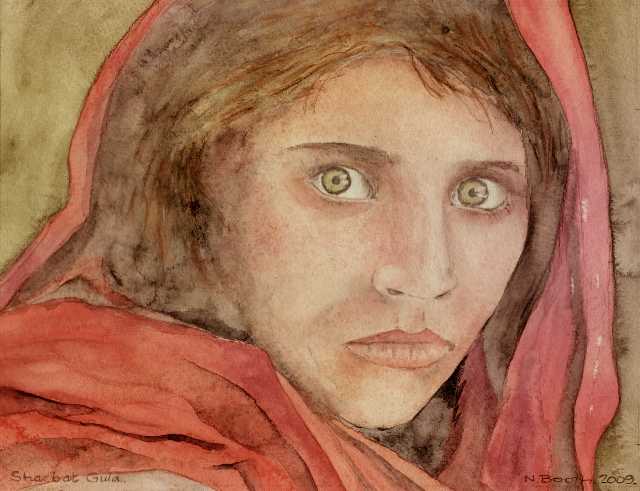 Sharbat Gula, painted 2009