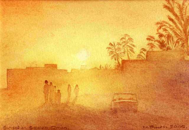Sunset in Oman, painted 2005