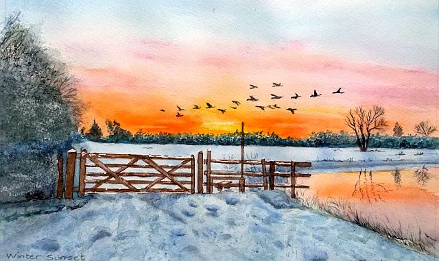 Winter Sunset, painted 2021